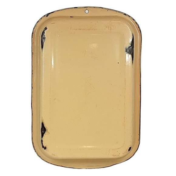 Cream and Green Enamelware Cake Casserole Pan Vintage Farmhouse Bakeware Decor - Picture 9 of 14